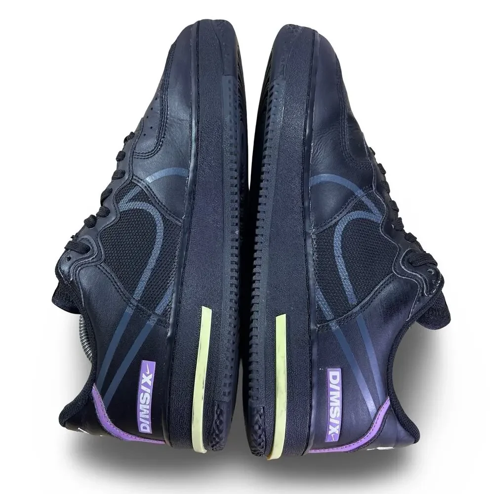 Nike Air Force 1 Black React Violet Star Mens Shoes Size 9.5 Basketball Comfort